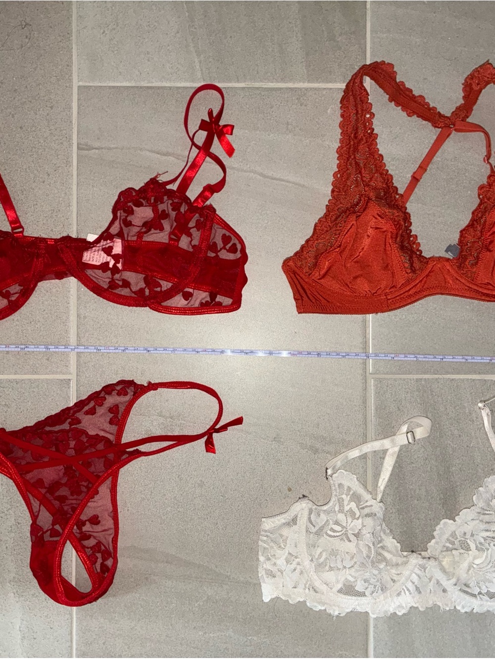 aerie Red & White Lace Bralette & Panty Set